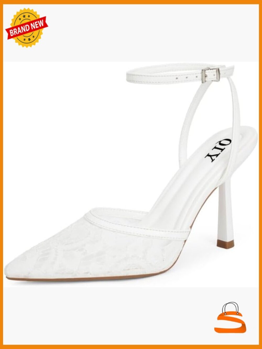 Closed Toe Ankle Strap Stiletto Heels Pumps Pointed Toe Wedding Dress Shoes